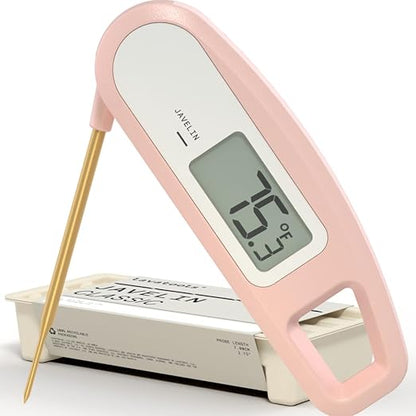 Lavatools Javelin® Ultra-Fast 3-Second Digital Instant Read Meat Thermometer for Grill and Cooking, 2.75" Probe, Compact Foldable Design, Large Display, IP65 Water Resistant, NSF Certified – Rhubarb by Lavatools