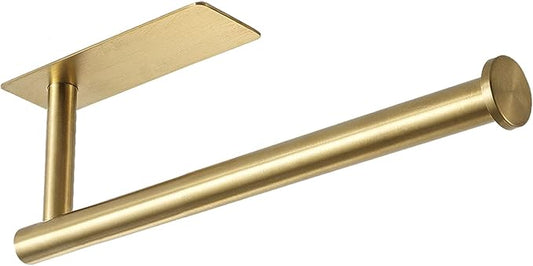 theaoo Paper Towel Holder for Kitchen, Adhesive Under Cabinet Paper Towel Roll Rack for Bathroom Towel, Wall Mounted Matte Black, SUS304 Stainless Steel(1, Gold) by theaoo