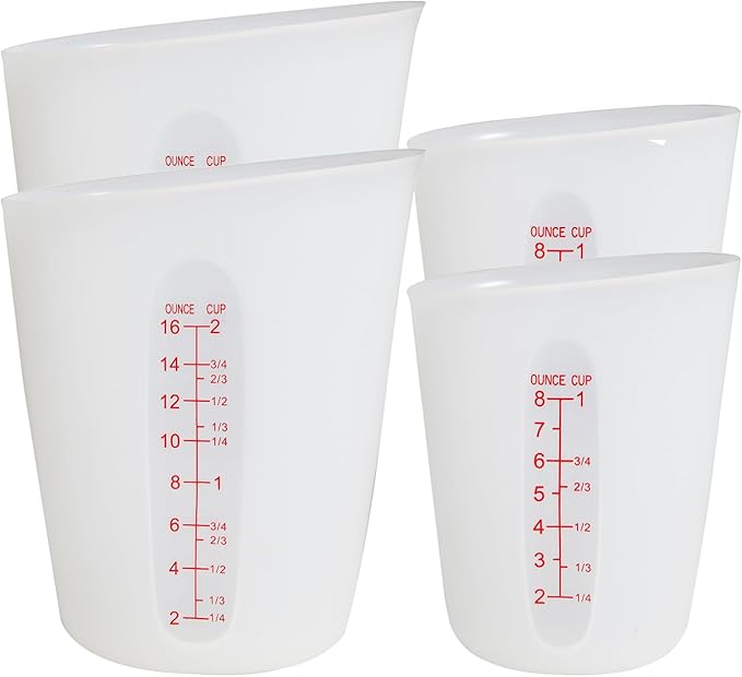 ZUYEE Silicone Measuring Cups (2 Cup + 1 Cup / 8 Once+16 Once) Flexible Measure Cups Chocolate Melting Squeeze Pour Baking Cup Dishwasher Safe BPA Free for Coffee Maker,Butter, 2X500 ML + 2X250 ML by ZUYEE