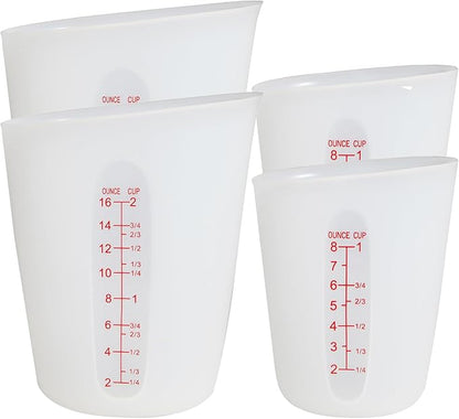 ZUYEE Silicone Measuring Cups (2 Cup + 1 Cup / 8 Once+16 Once) Flexible Measure Cups Chocolate Melting Squeeze Pour Baking Cup Dishwasher Safe BPA Free for Coffee Maker,Butter, 2X500 ML + 2X250 ML by ZUYEE