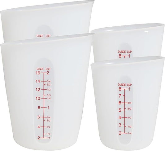 ZUYEE Silicone Measuring Cups (2 Cup + 1 Cup / 8 Once+16 Once) Flexible Measure Cups Chocolate Melting Squeeze Pour Baking Cup Dishwasher Safe BPA Free for Coffee Maker,Butter, 2X500 ML + 2X250 ML by ZUYEE