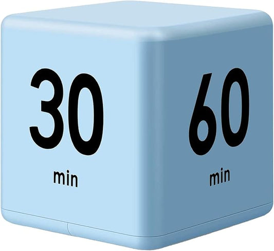 Feilifan Cube Timer,Productivity Timer Kids Time Timer Gravity Sensor flip Timer for Time Management and Countdown Settings 15 20 30 60 Minutes, Blue