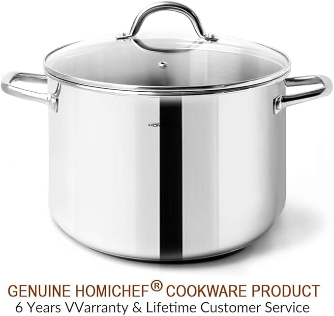 HOMICHEF Stock Pot 6 Quart Nickel Free Stainless Steel - 6 Qt Soup Pot With Lid and Handle - Small Cooking Pot 6 Quart - Ideal for Soup, Sauce, and Induction Cooking - Image 7