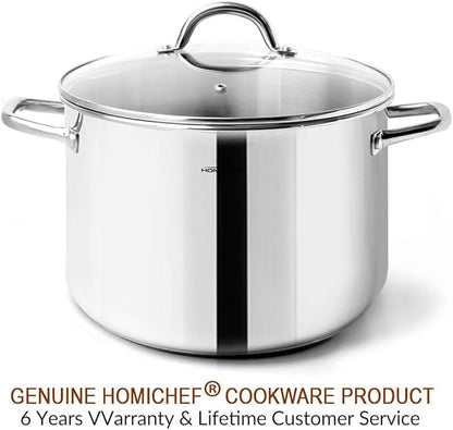 HOMICHEF Stock Pot 6 Quart Nickel Free Stainless Steel - 6 Qt Soup Pot With Lid and Handle - Small Cooking Pot 6 Quart - Ideal for Soup, Sauce, and Induction Cooking - Image 7