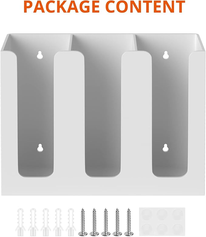 Richboom Acrylic Coffee Cup and Lid Storage Organizer Holder, 3 Compartments, White - Image 4
