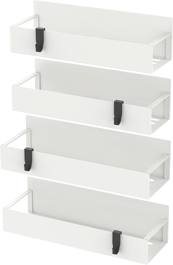 HuggieGems 4 Pack Magnetic Spice Storage Rack Organizer for Refrigerator and Oven, Cream White Fridge Organizers and Storage - Image 6