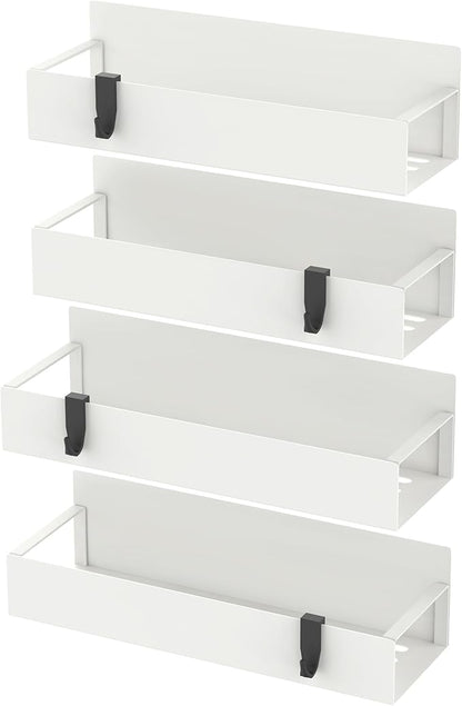HuggieGems 4 Pack Magnetic Spice Storage Rack Organizer for Refrigerator and Oven, Cream White Fridge Organizers and Storage - Image 6