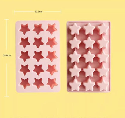 Cute Ice Cube Trays Silicone Chocolate Mold Wax Melt Molds Easy Release Ice Trays Non-Stick Chocolate Soap Pudding Jello Ice Cube Tray (Star)