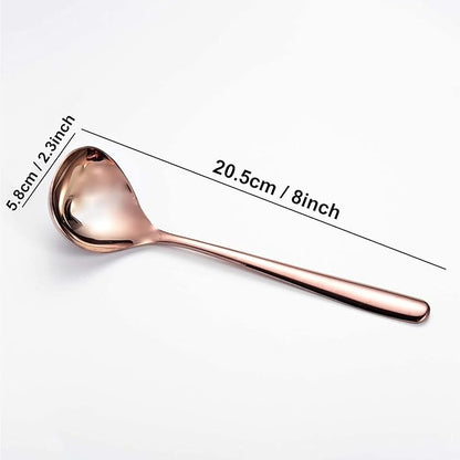 Comicfs Soup Ladle, 4 Pack Durable SUS 304 Stainless Steel with Polished Titanium Plated Big Volume Soup Spoon, Kitchen Gadget Utensil 8-Inch (Rose Gold) - Image 2