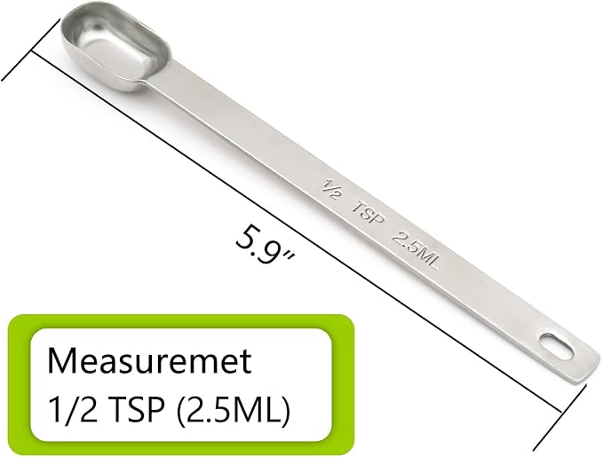 3PCS 1/2tsp (1/6tbsp, 2.5ml) Single Measuring Spoon, Stainless Steel Long Handle Individual Teaspoons Only - Image 2