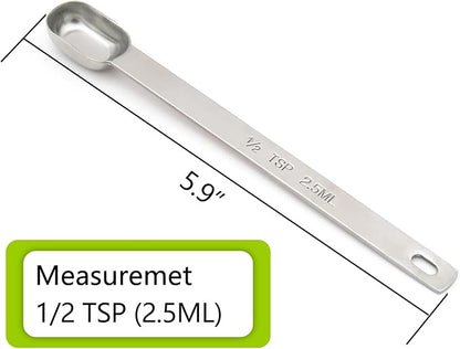 5PCS 1/2tsp (1/6tbsp, 2.5ml) Single Measuring Spoon, Stainless Steel Long Handle Individual Teaspoons Only - Image 2