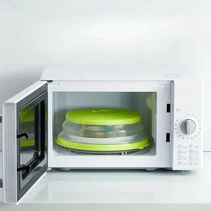 Dependable Industries' 2-in-1 Collapsible Microwave Splatter Guard Cover & Vegetable Washing Colander: The Ultimate Space-Saving Kitchen Essential