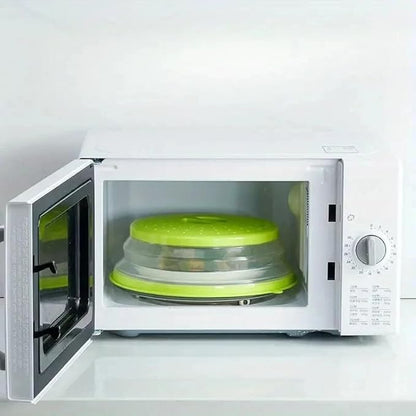 Dependable Industries' 2-in-1 Collapsible Microwave Splatter Guard Cover & Vegetable Washing Colander: The Ultimate Space-Saving Kitchen Essential