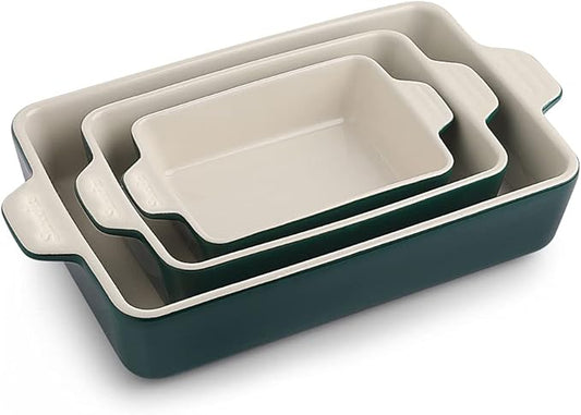Sweejar Ceramic Bakeware Set, Rectangular Baking Dish Lasagna Pans for Cooking, Kitchen, Cake Dinner, Banquet and Daily Use, 11.8 x 7.8 x 2.76 Inches of Casserole Dishes (Jade) by Sweejarco1949