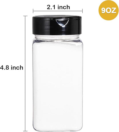 Bekith 16 Pack 9 oz Plastic Spice Jars with Black Cap, Plastic Spice Bottles Empty Seasoning Containers for Storing Spice, Herbs and Powders - Image 2