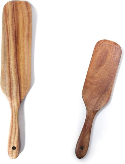 Spurtle Set, Natural Acacia Wooden Kitchen Utensils Set of 2, Wooden Spoons Utensils for Cooking, stirring, Mixing, Serving, spurtles kitchen tools as seen on tv for NonSick Cookware - Image 2