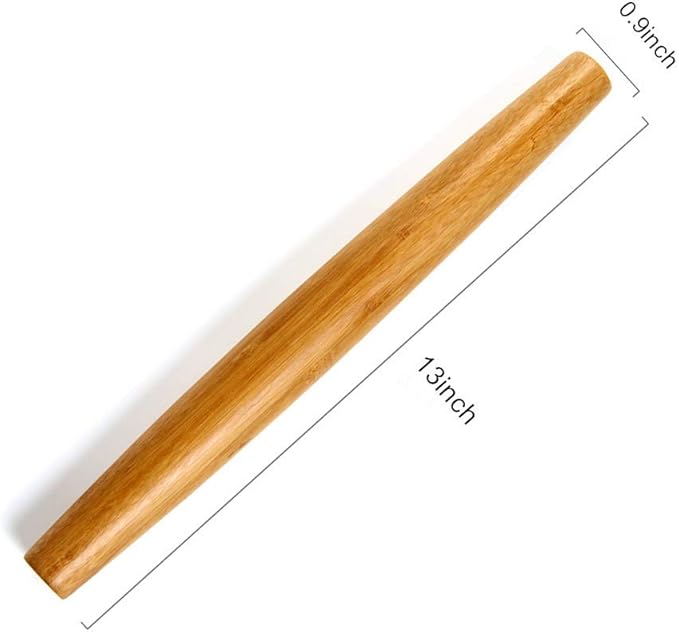 Classic French Rolling Pins Bamboo Wooden Rolling Pin for Baking Pizza Dough Pie Cookie, 13-Inch - Image 2