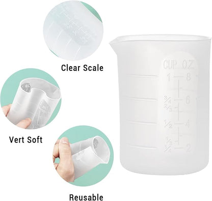 Gartful 9PCS Silicone Mixing Cups Set, Resin Casting Tool Kit, DIY Craft Set for Epoxy, 1pcs 700ml Oversize Measuring Cup, 1pcs 250ml Large and 3pcs 100ml Reusable Measurements Cups, 4pcs Mixing Cups