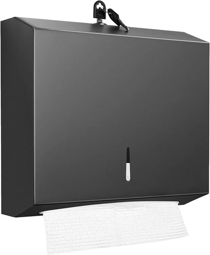 Paper Towel Dispenser Wall Mount Commercial, C Fold Multifold Hand Paper Towel Dispenser, Stainless Steel Tissue Holder (Matte Black) by Gorlary