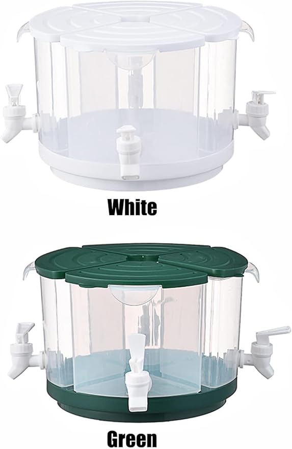 Beverage Dispenser for Fridge, 5.5 L/1.5 Gallon Rotating Plastic Drink Dispenser with Spigot 4 Grids Cold Kettle Refrigerator Iced Lemonade Juice Containers for Daily Use (Green)