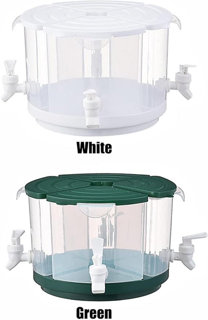 Beverage Dispenser for Fridge, 5.5 L/1.5 Gallon Rotating Plastic Drink Dispenser with Spigot 4 Grids Cold Kettle Refrigerator Iced Lemonade Juice Containers for Daily Use (Green)