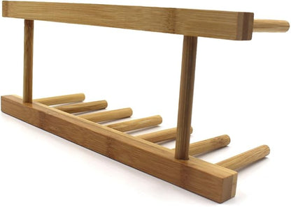 INNERNEED Bamboo Wooden Dish Rack, Vertical Plate & Lid Organizer for Kitchen Cabinet or Countertop, Drying Stand for Dishes, Cutting Boards - Image 9