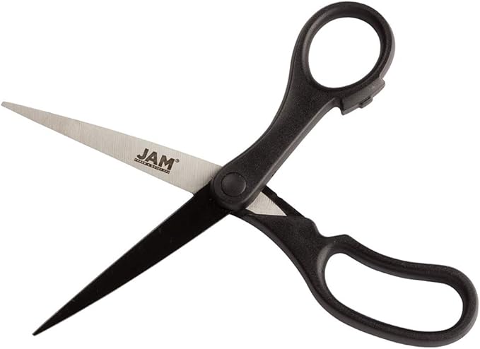 JAM PAPER Multi-Purpose Precision Scissors - 8 Inch - Black - Ergonomic Handle & Stainless Steel Blades - Sold Individually - Image 3