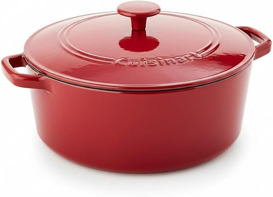 Cuisinart Chef's Classic Enameled Cast Iron Round Covered Casserole (Red, 7- Quart) by Cuisinart