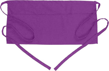 BOHARERS Waist Purple Apron with 3 Pockets - Black Waitress Server Short Apron by BOHARERS