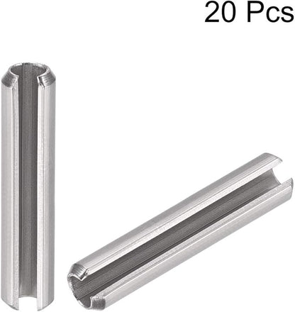 uxcell Slotted Spring Pin - M4 x 35mm 304 Stainless Steel Split Spring Roll Dowel Pins Plain Finish 20Pcs
