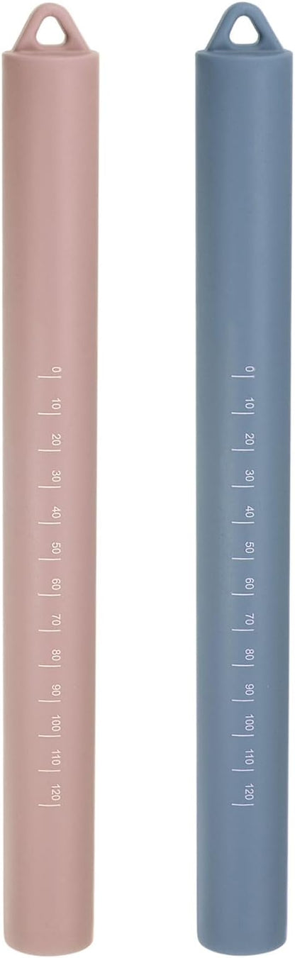 HARFINGTON 2pcs Silicone Rolling Pin 10" Stainless Silicone Surface Non-Stick Stainless Steel Inner Core Dough Roller Kitchen Roller for Baking Pastry Pizza Fondant Bread, Pink,Blue