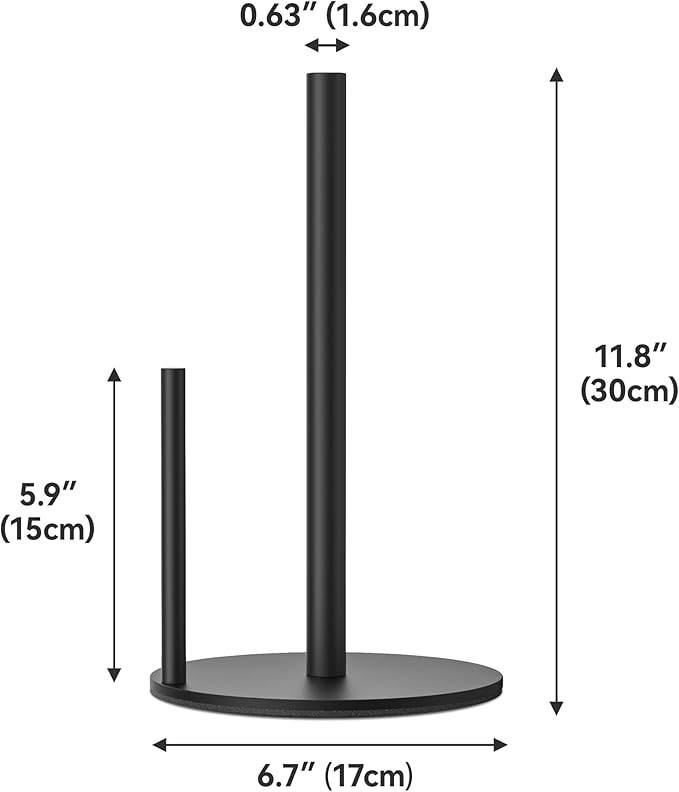 Paper Towel Holder Countertop, Stainless Steel, Black, for Kitchen, Pantry, RV - Image 5
