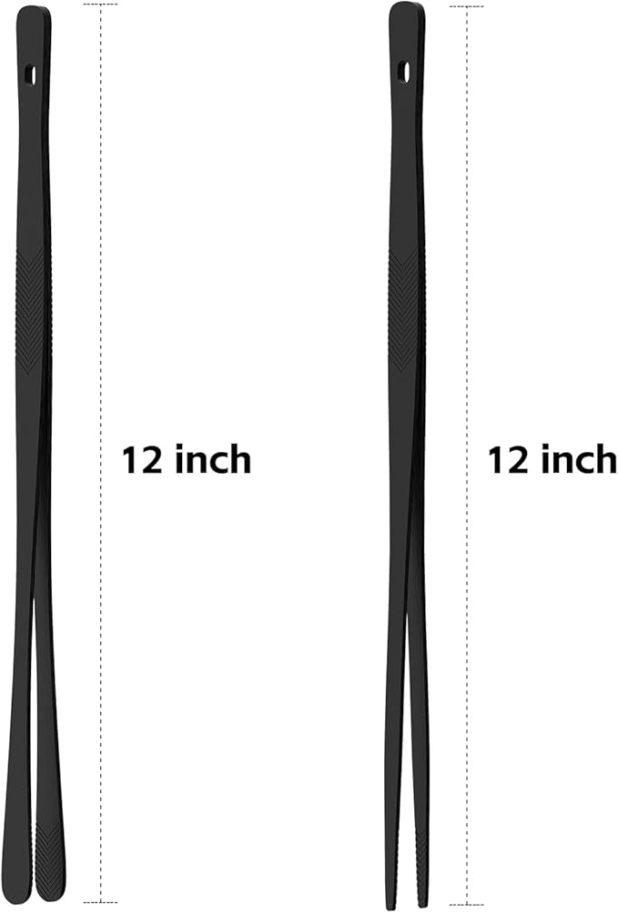 Tifanso Kitchen Tongs for Cooking - 2PCS 12" Stainless Steel Cooking Tongs Tweezers, Metal Fine Kitchen Utensils with Precision Serrated Tips, Professional Chef Tweezers for Serving, BBQ, Pasta, Salad - Image 2