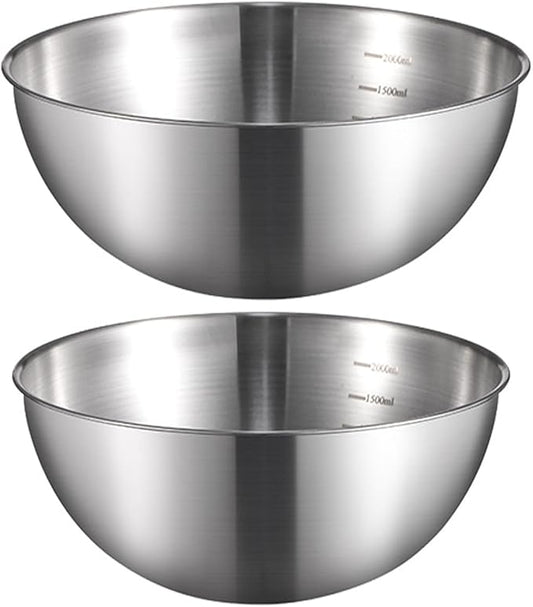 Stainless Steel Salad Bowls Set - Mixing Bowls with Measurement Markings, Snacks Bowls - Small, 1.27 Quart - Serving & Storage Bowls for Mixing, Cooking, Baking, Prepping
