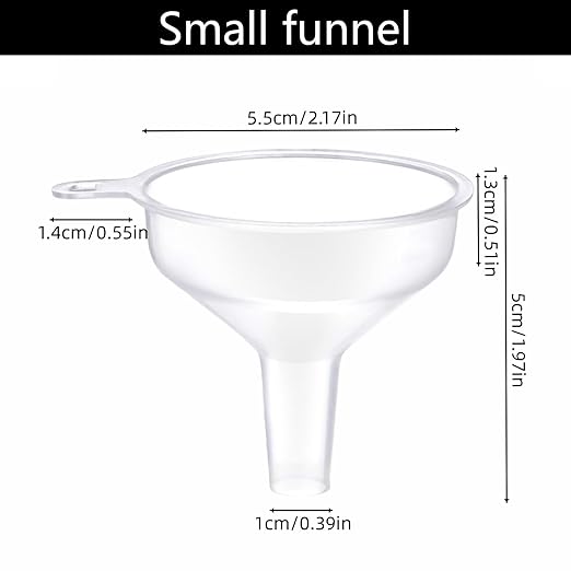 Small Funnel 4 Pack Food Grade Water Bottle Funnel for Powder, Liquids, Suitable for Kitchen Juice Lab Skin Care Lotion Essential Oils