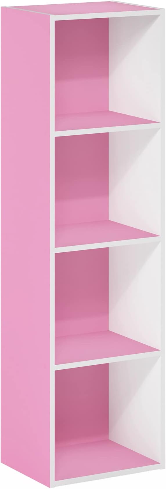 Furinno PASIR Book Shelf, 4-Tier Modern Bookshelf, Open Shelves Bookcase 9 x 12 x 42, Easy Assembly, for Living Room, Bedroom, Home Office, Pink/White - Image 7