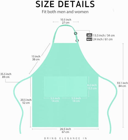 Syntus Apron for Men Women, Adjustable Cooking Kitchen Chef Aprons with 2 Pockets, Cotton/Polycotton/Polyester - Image 2