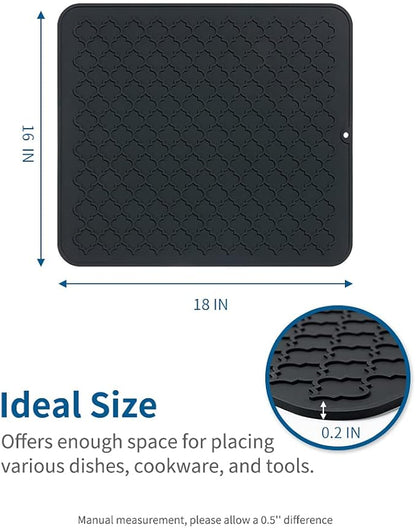 AMOAMI-Dish Drying Mats for Kitchen Counter-Silicone Dish Drying Mat-Kitchen Dish Drying Pad Heat Resistant Mat-Kitchen Gadgets Kitchen Accessories Kitchen Small Appliances(16" x 18", BLACK) - Image 6