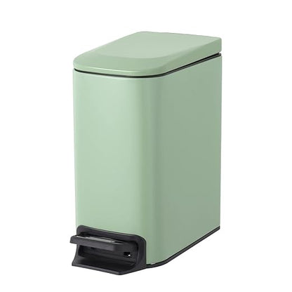 Cesun Small Bathroom Trash Can with Lid Soft Close, Step Pedal, 6 Liter / 1.6 Gallon Stainless Steel Garbage Can with Removable Inner Bucket, Anti-Fingerprint Finish (Matt Green) by Cesun