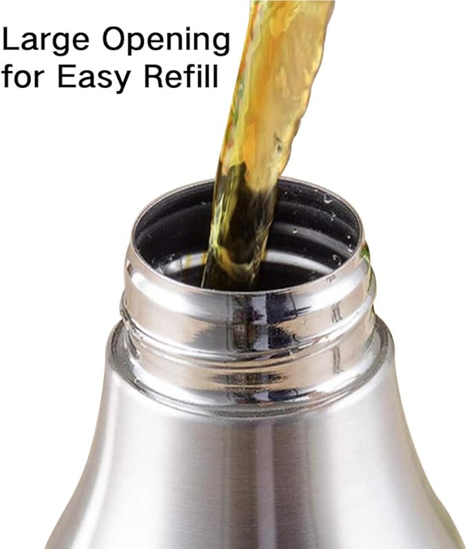 Foraineam 2 Pieces Olive Oil Dispenser Bottle 30 oz (900ml) Stainless Steel Leakproof Kitchen Oil Bottles - Image 5