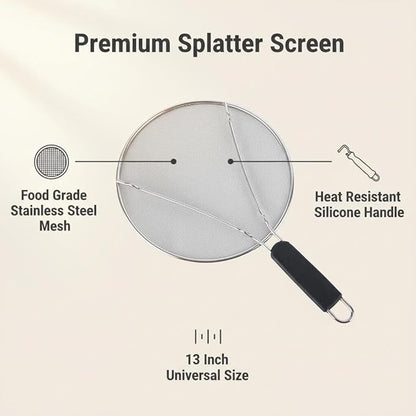 KitchenGuard Stainless Steel Splatter Guard Set of 2 for Frying Pan – 13 Inch & 10 Inch Heavy Duty Grease Splatter Screen, Oil Splash Guard & Splatter Shield for Cooking, Dishwasher Safe, Easy to Hang - Image 6