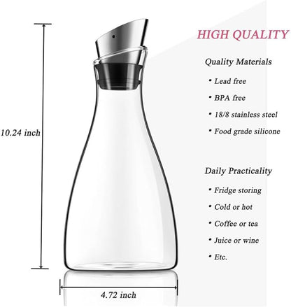 Purefold 44 Ounce Glass Carafe with Stainless Steel Lid, Ice Tea Pitcher, Juice jar, Tea & Coffee Maker, Perfect Drinkware for Hot and Cold Water Pitcher - Image 3