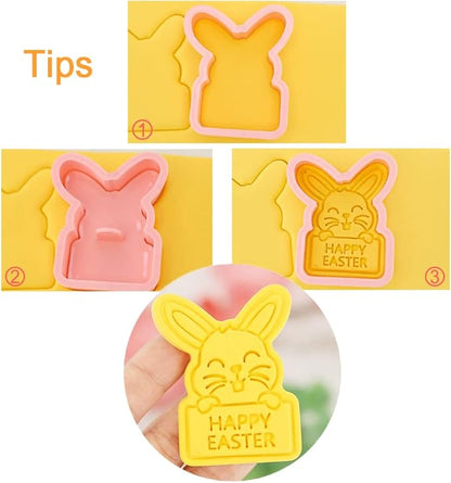 8 Pcs Cookie Cutters Set 3D Holiday Cookie Cutters for Party Baking Decoration (Easter)
