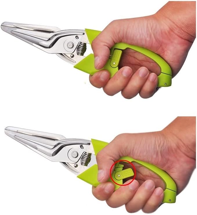 Multi Function Kitchen Garden Shears Spring-Loaded With Anti-Slip Handle & Safety Lock Cooking Scissors for Food Meat, Floral Trimming, Green - Image 4