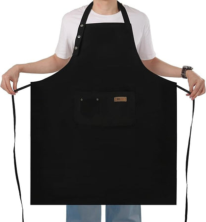 Yuubin Extra Large Aprons for Men Adjustable Button Apron with Pockets Chef Cooking Kitchen Aprons Women,Water&Oil Resistant