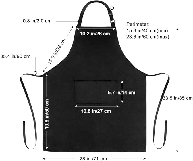 Jubatus 2 Pack Bib Aprons with 2 Pockets Cooking Chef Kitchen Apron for Women Men, Black - Image 7