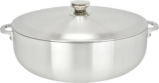 ALUMINUM CALDERO STOCK POT by Chef Pro, Aluminum, Superior Cooking Performance for Even Heat Distribution, Perfect For Serving Large/Small Groups, Riveted Handles, Commercial Grade, 18.3 Quart
