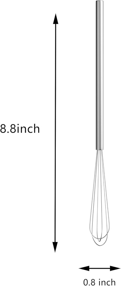2 Pcs Mini Whisk, Stainless Steel Skinny Egg Beater Whisk for Blending, Whisking, Beating, or Stirring - Image 2