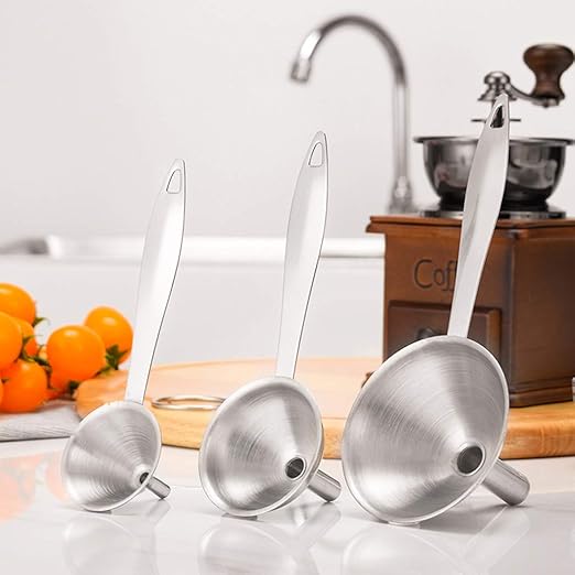 Small Funnels for Filling Bottles, 3 Pcs Stainless Steel Kitchen Funnel Set, Food Grade Mini Metal Funnel for Transferring Essential Oils, Liquid, Fluid, Dry Ingredients & Powder, Durable and Dishwash - Image 6