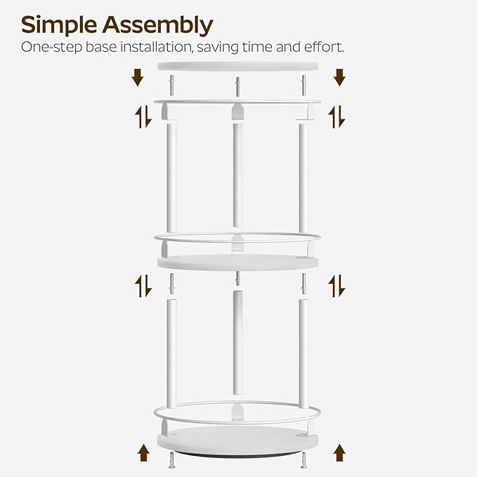 YATINEY Lazy Susan Organizer, Rotating Spice Rack, 3 Tier Spice Turntable Organizer, Industrial Turntable Spice Holder, for Kitchen Countertop and Cabinet, Compact and Versatile, White SR23WW - Image 8